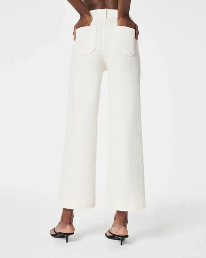 High‑Rise Tummy Control Wide‑Leg Crop Jeans
