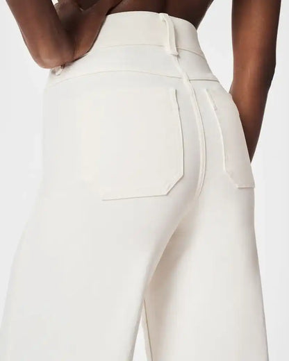 High‑Rise Tummy Control Wide‑Leg Crop Jeans