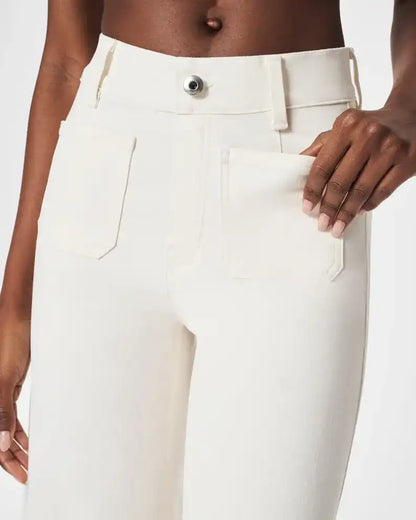 High‑Rise Tummy Control Wide‑Leg Crop Jeans